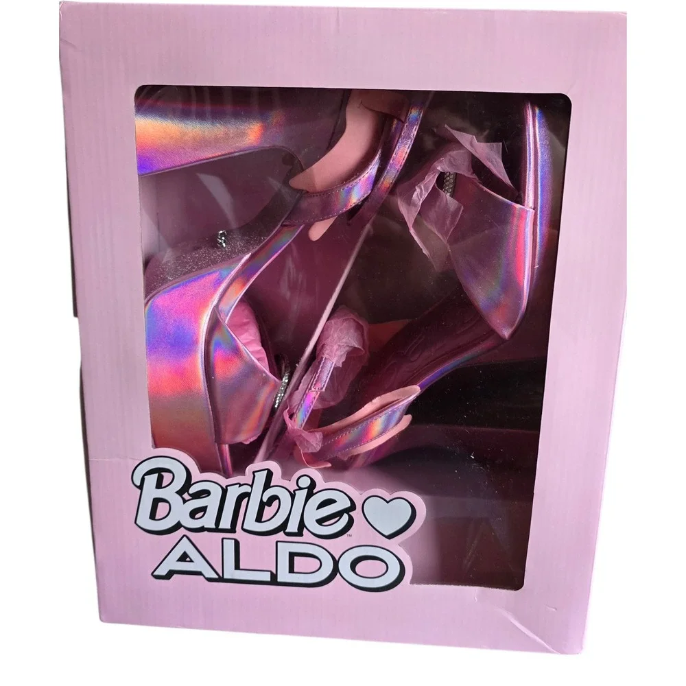 Barbie X ALDO Platform Heels Iridescent‎ Slingback Sparkly Block Heel Sz 9W